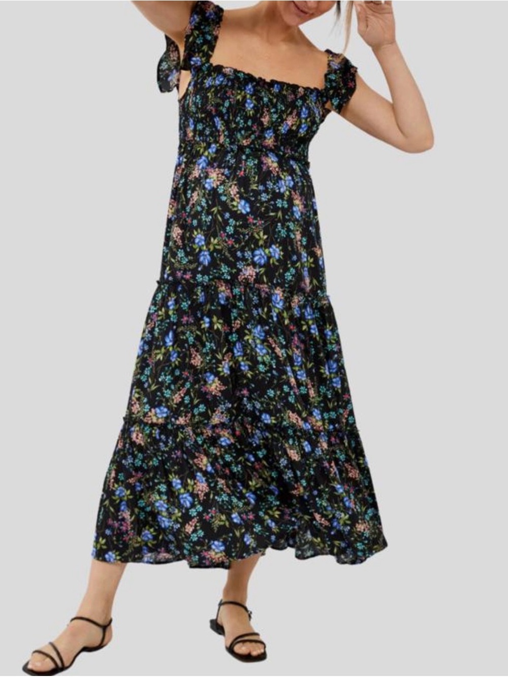 Pietro Brunelli Chloe Smocked Maternity Maxi Dress Medium Floral